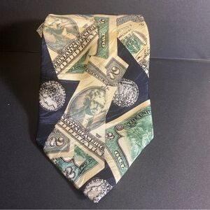 Museum Artifacts All Silk Tie Money All Over Print Currency $2 Bill Drip Bling‎